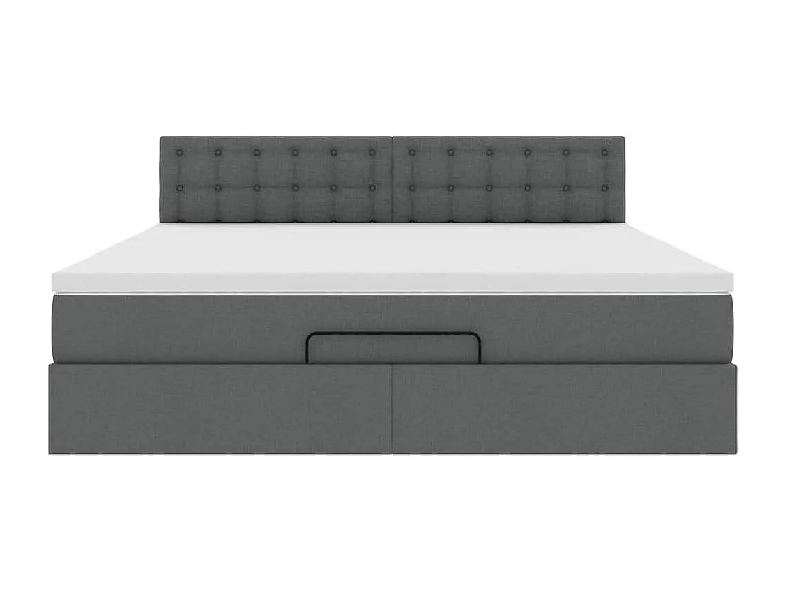 Cadre de lit ottoman avec matelas gris foncé 160x200cm tissu