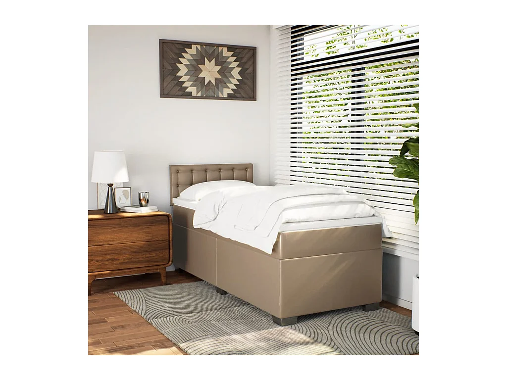 Sommier à lattes de lit avec matelas Cappuccino 90x200 cm