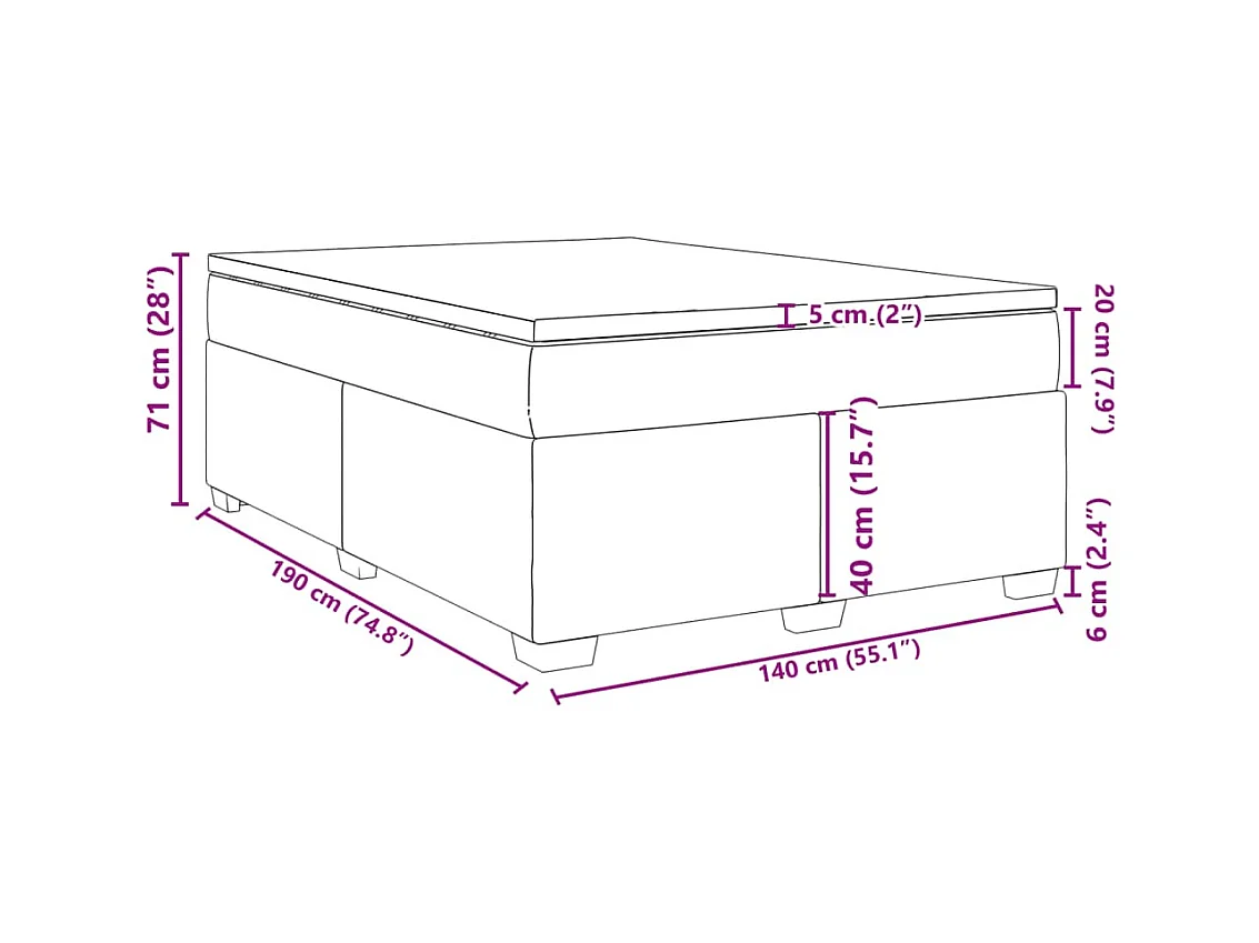 Boxspringbett mit Matratze Rosa 140x190 cm Samt