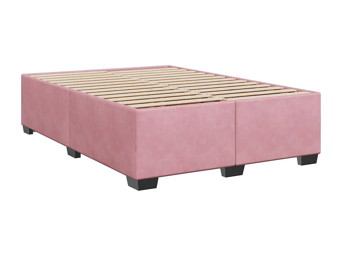 Boxspring met matras fluweel roze 140x190 cm