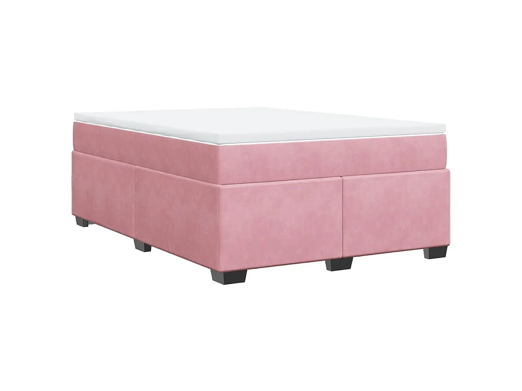 Giroletto a Molle con Materasso Rosa 140x190 cm in Velluto