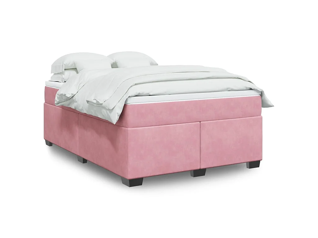 Giroletto a Molle con Materasso Rosa 140x190 cm in Velluto