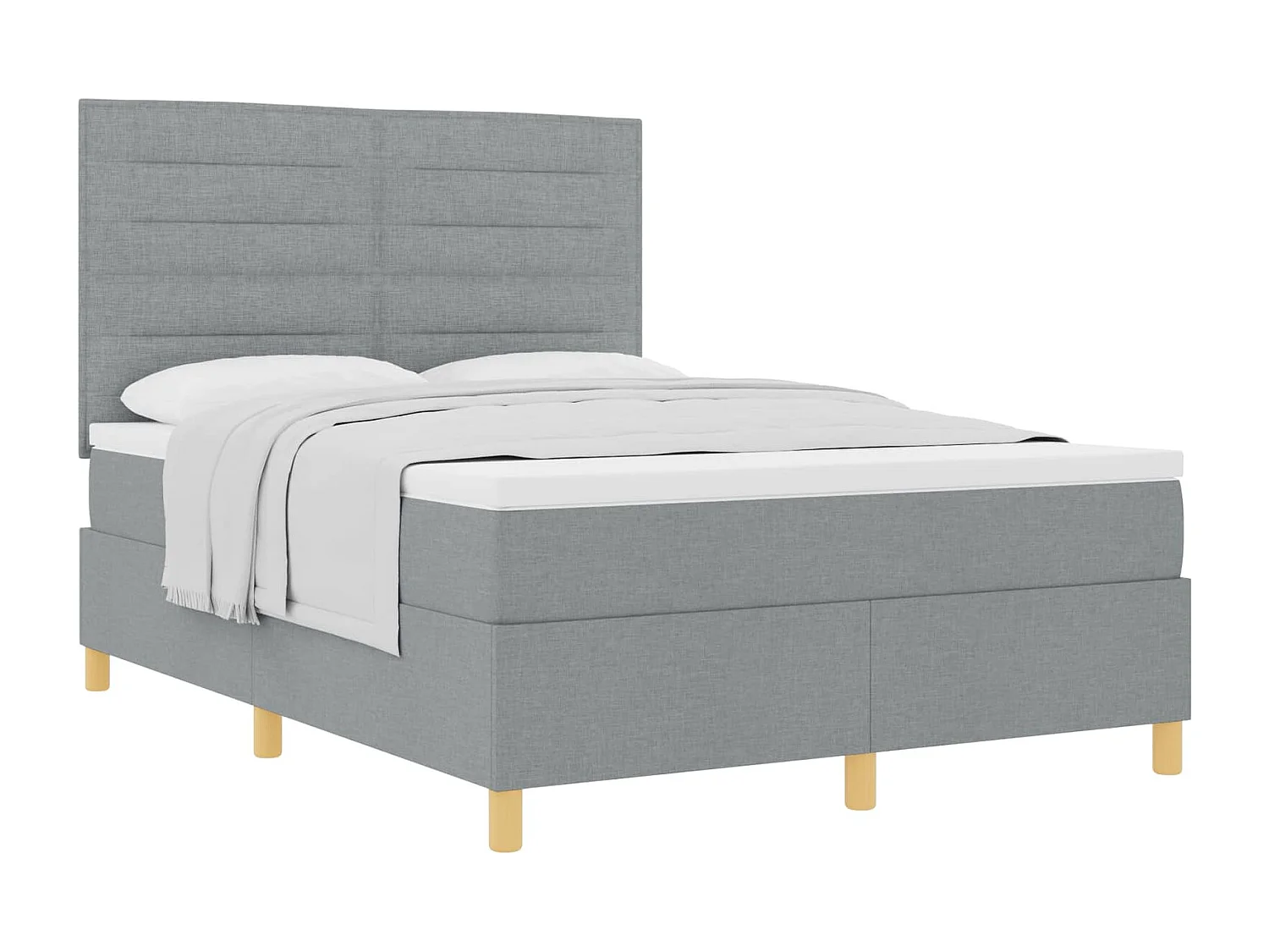 Cama Box com colchão Cinzento-claro 140 x 200 cm tecido