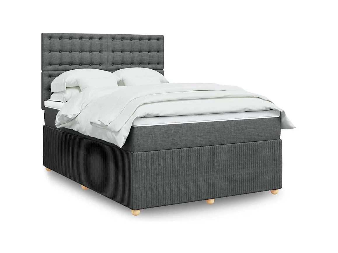 Sommier à lattes de lit avec matelas Gris foncé 140x190cm Tissu