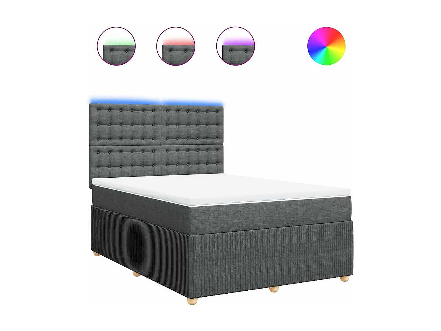 Boxspring met matras stof donkergrijs 140x190 cm