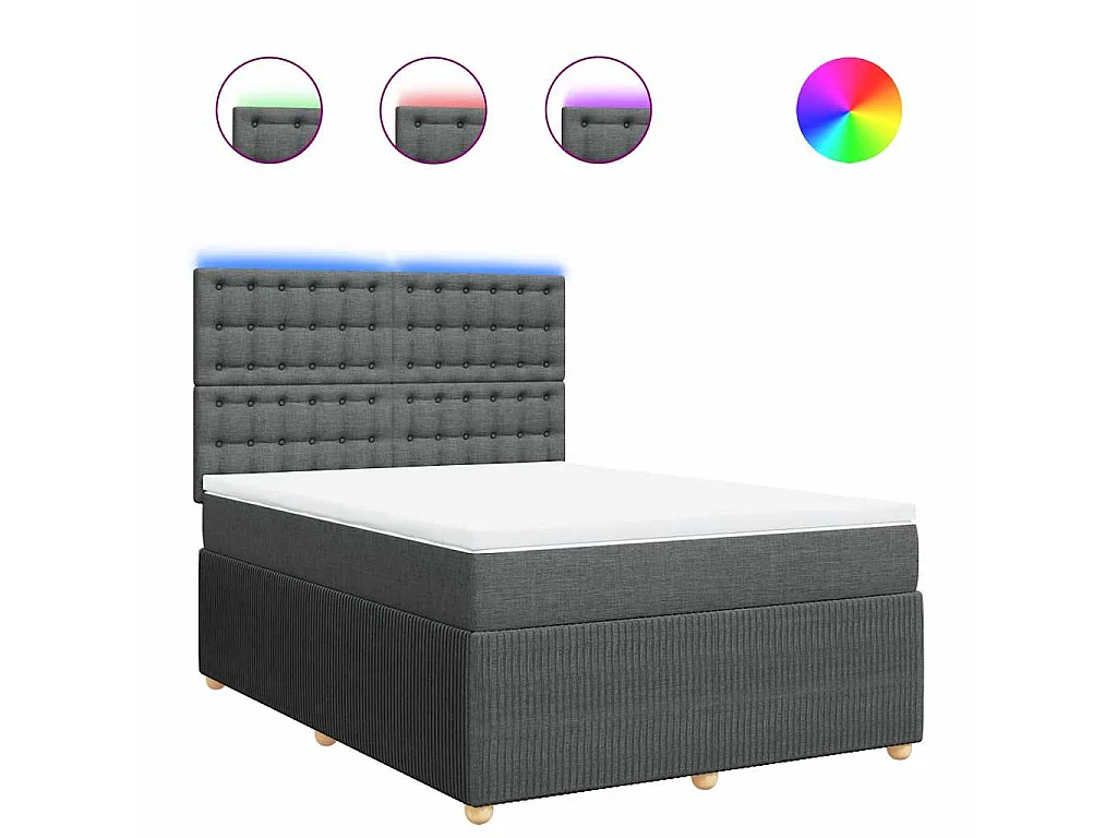 Sommier à lattes de lit avec matelas Gris foncé 140x190cm Tissu