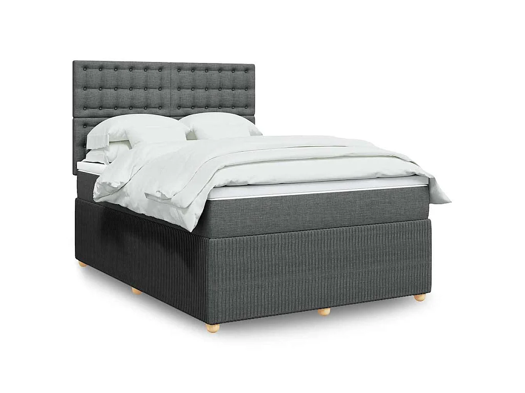Sommier à lattes de lit avec matelas Gris foncé 140x190cm Tissu