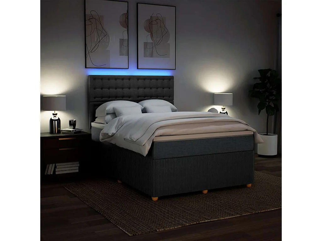 Sommier à lattes de lit avec matelas Gris foncé 140x190cm Tissu