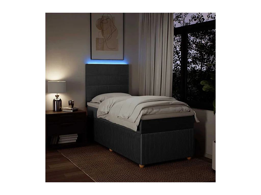 Boxspringbett mit Matratze Dunkelgrau 90x200 cm Stoff