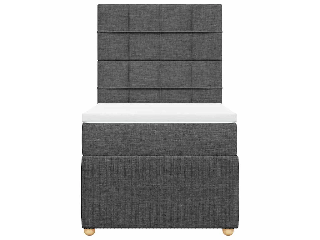 Cama box spring con colchón tela gris oscuro 90x200 cm