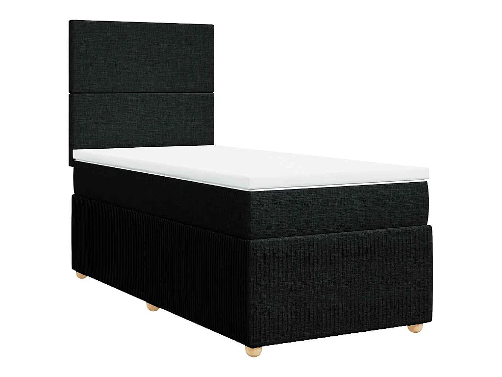 Cama box spring con colchón tela negro 100x200 cm