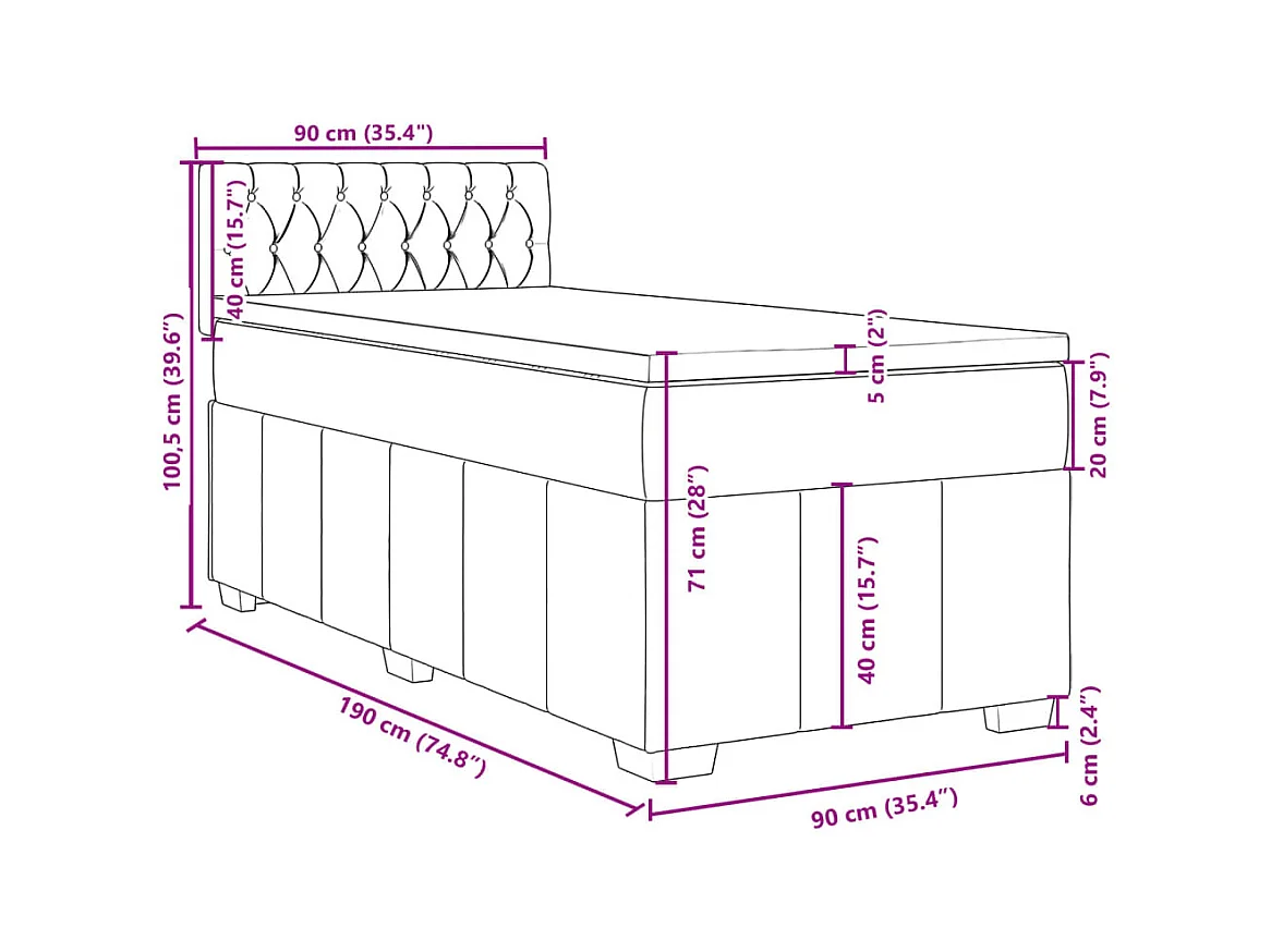 Boxspringbett mit Matratze Dunkelbraun 90x190 cm Stoff