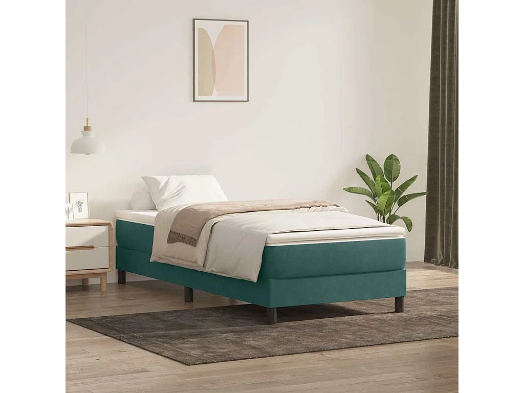Boxspring zonder matras fluweel donkergroen 100x210 cm