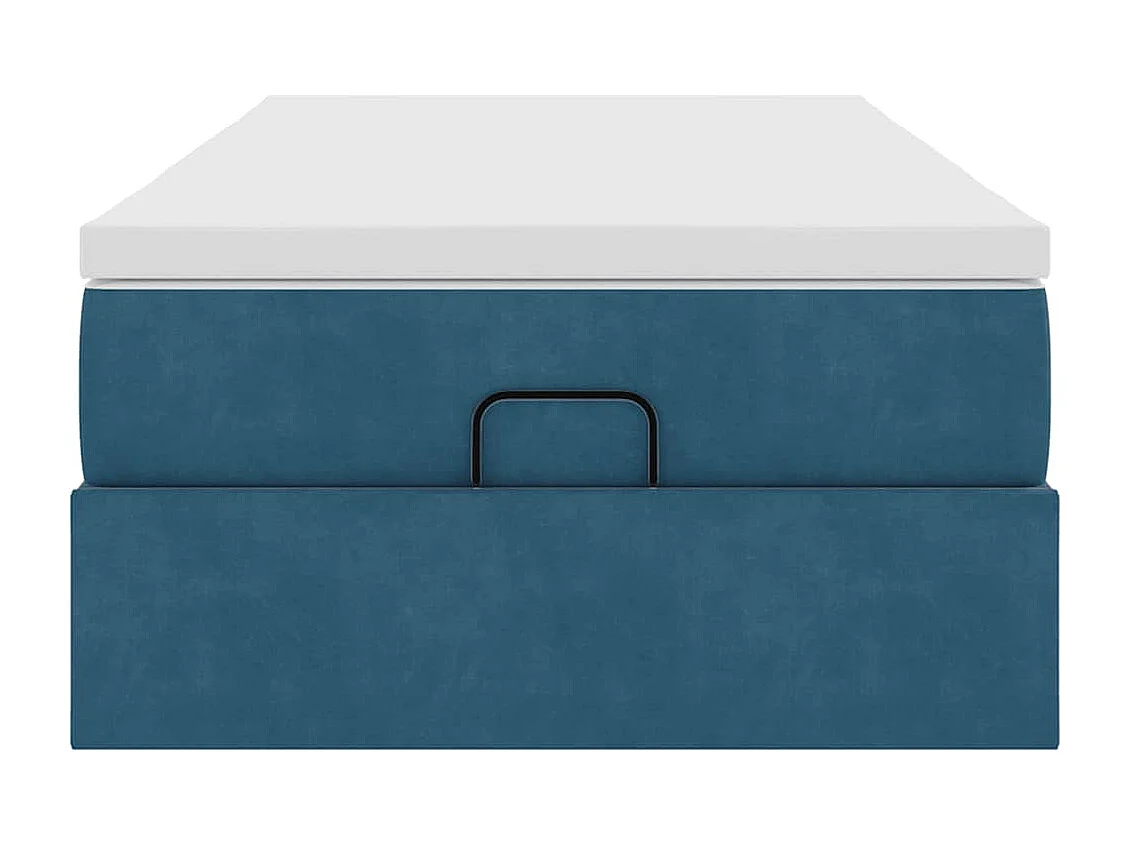 Cadre de lit ottoman avec matelas bleu foncé 90x190 cm velours