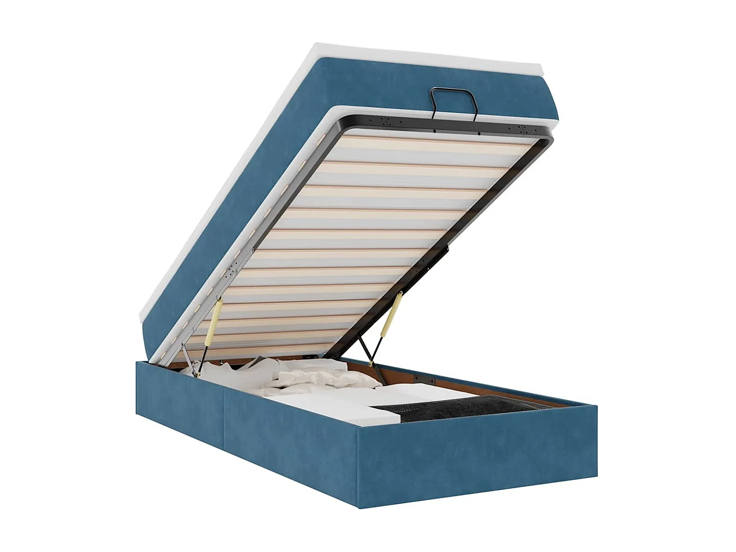 Ottoman-Bett mit Matratze Dunkelblau 90x190 cm Samt