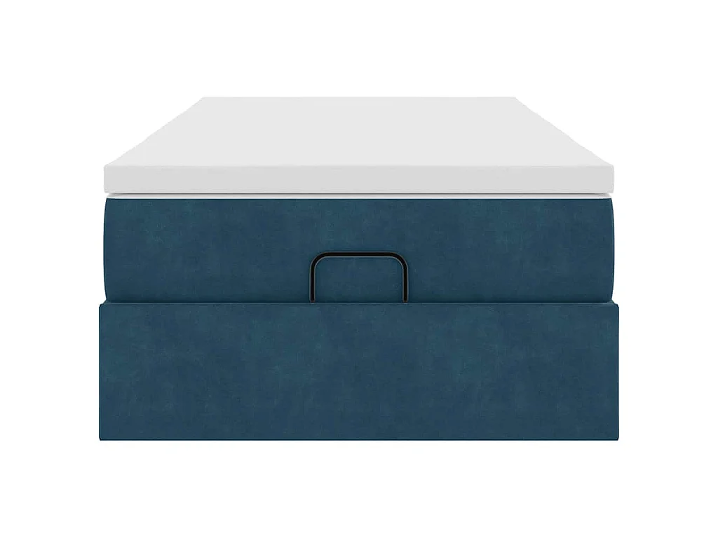Estructura de cama otomana con colchón terciopelo azul oscuro