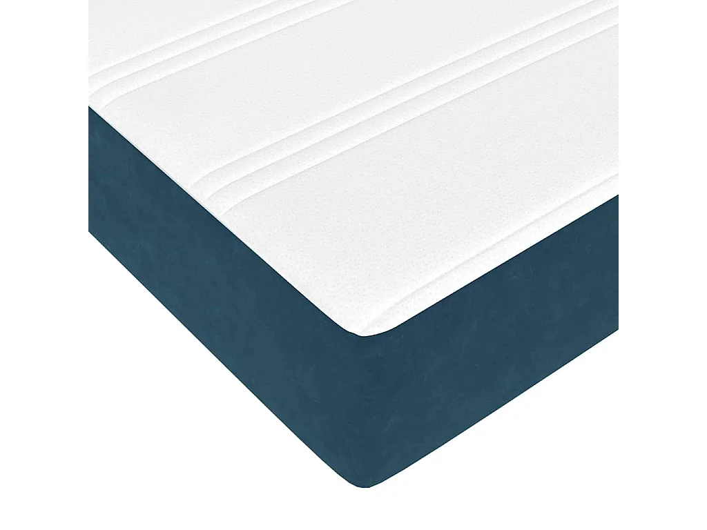 Cadre de lit ottoman avec matelas bleu foncé 90x190 cm velours