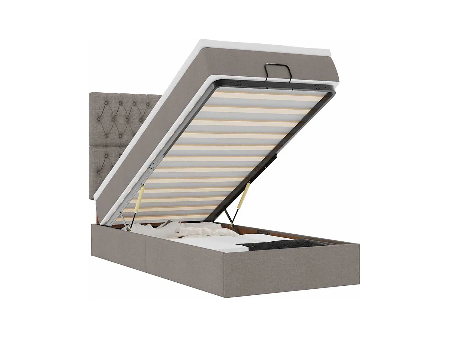 Ottoman-Bett mit Matratze & LEDs Taupe 100x200 cm Stoff