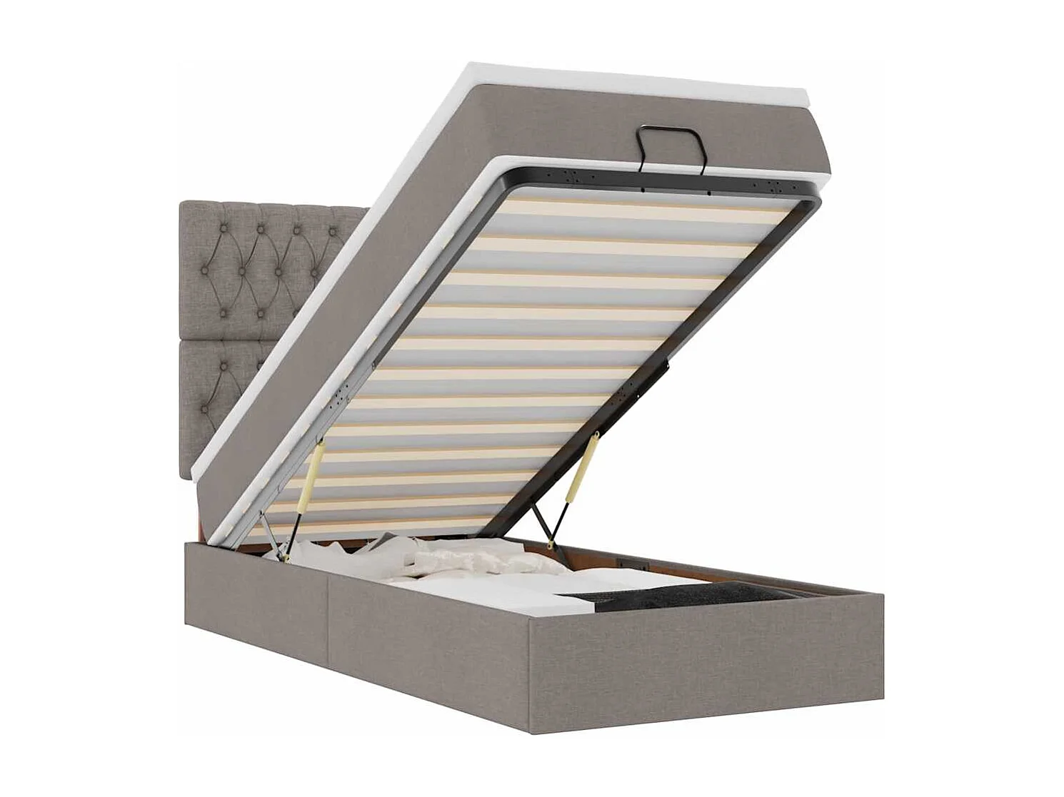 Ottoman bed met matras en LED's 100x200cm stof taupe