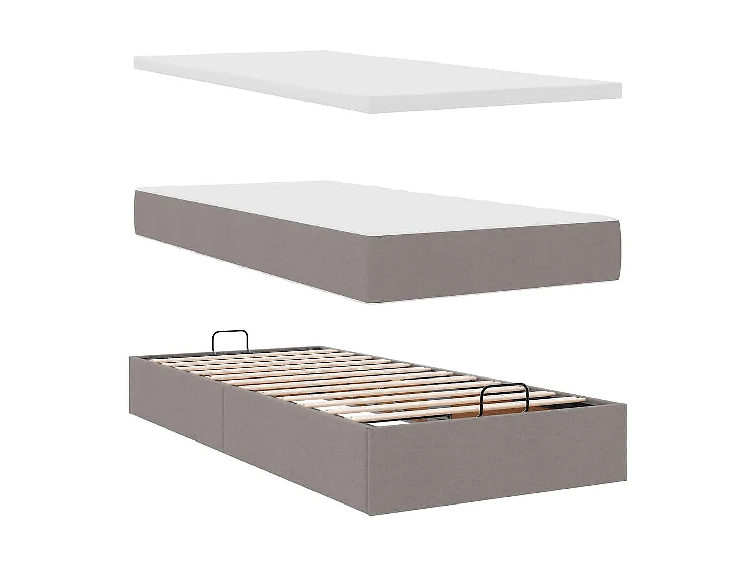 Ottoman bed met matras en LED's 100x200cm stof taupe