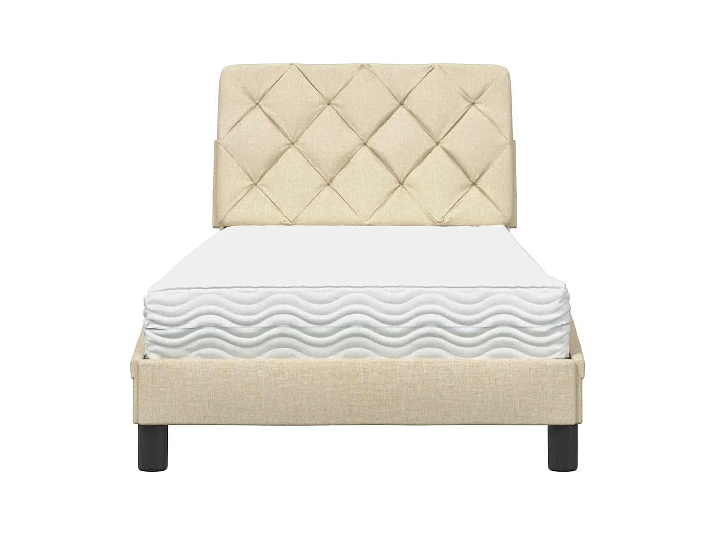 Bed met matras stof crèmekleurig 90x190 cm