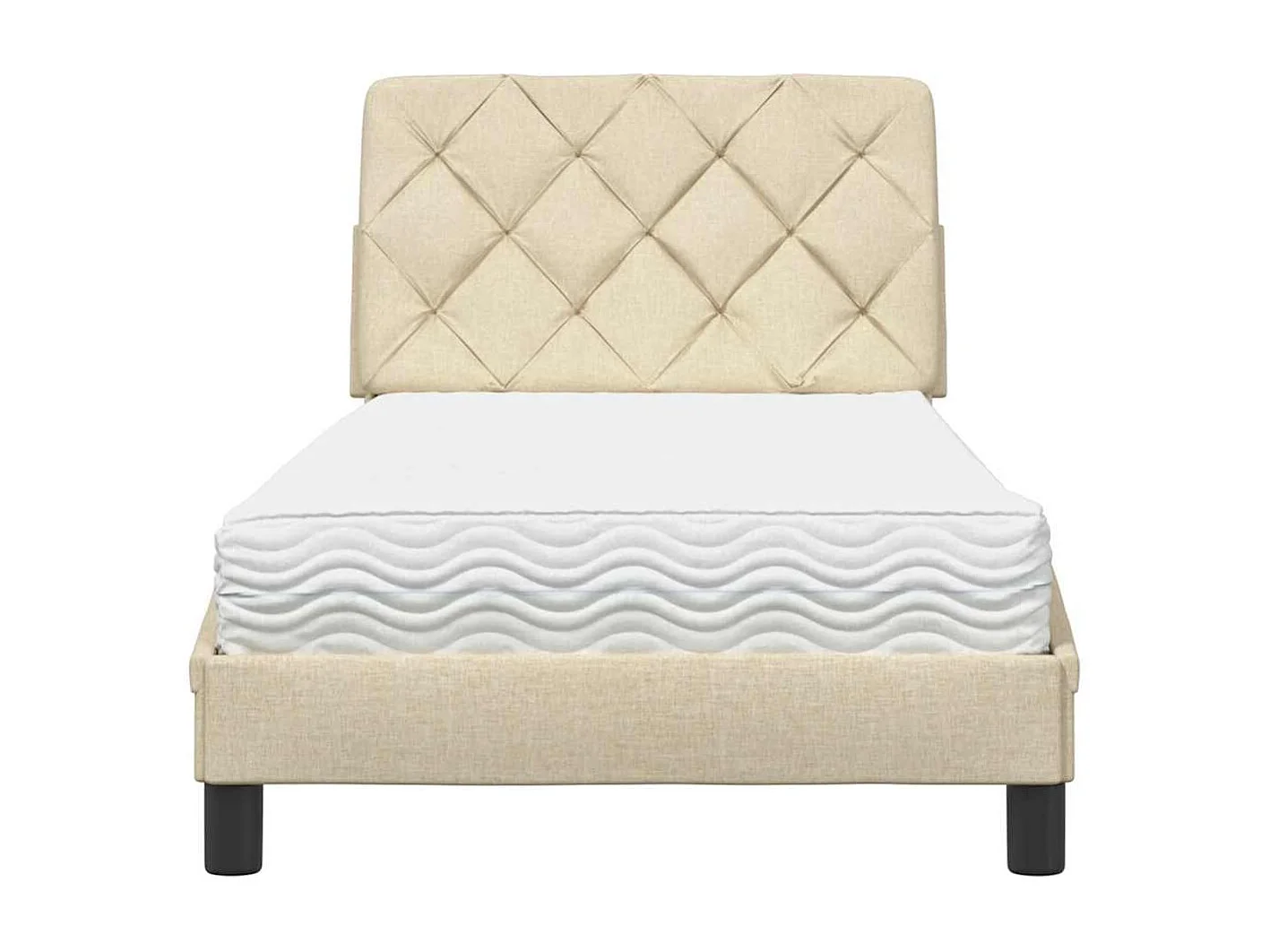 Bed met matras stof crèmekleurig 90x190 cm