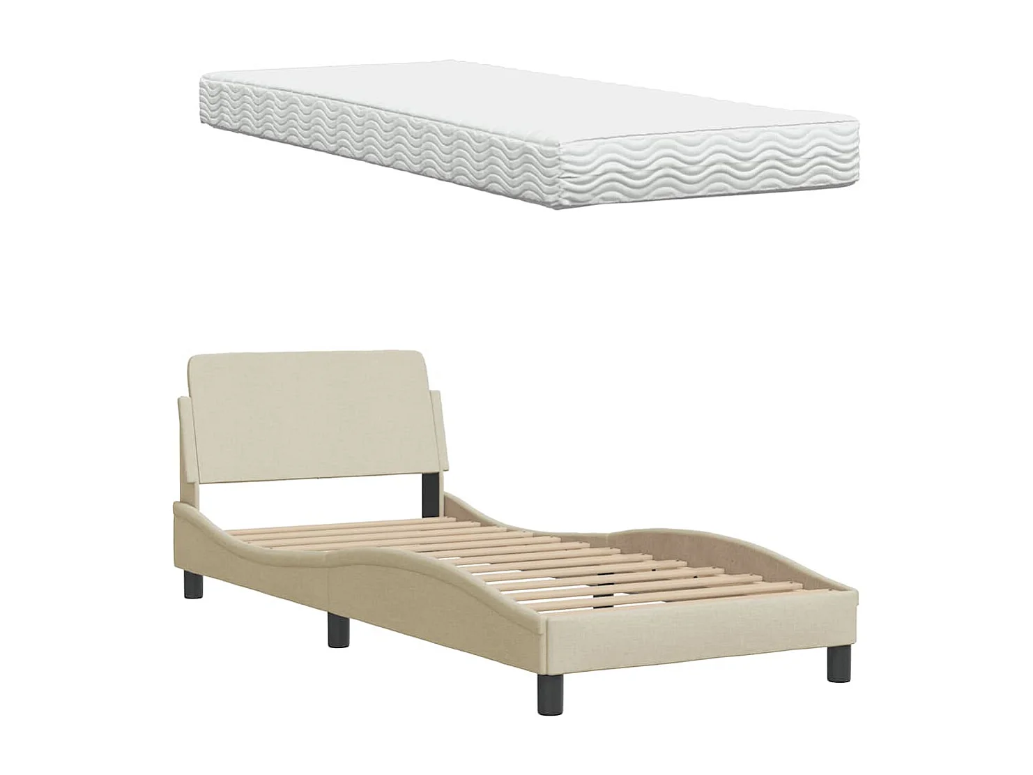Bed met matras stof crèmekleurig 90x190 cm