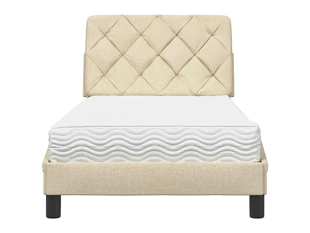Lit avec matelas crème 90x190 cm tissu