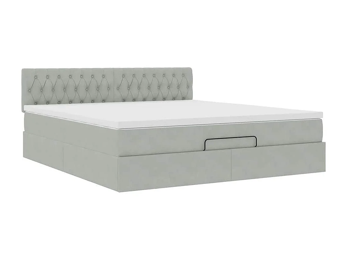 Ottoman bed met matras 160x200cm fluweel lichtgrijs