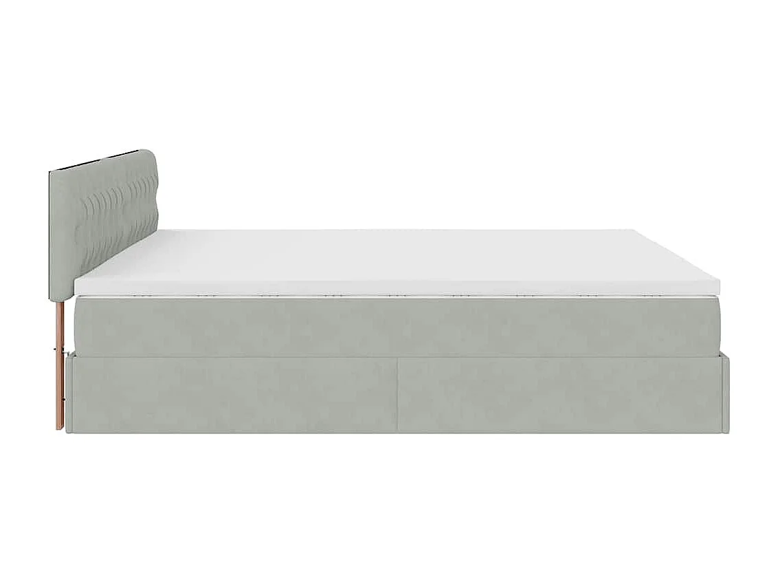 Ottoman bed met matras 160x200cm fluweel lichtgrijs