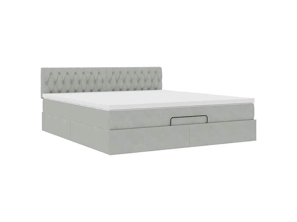 Ottoman-Bett mit Matratze Hellgrau 160x200 cm Samt