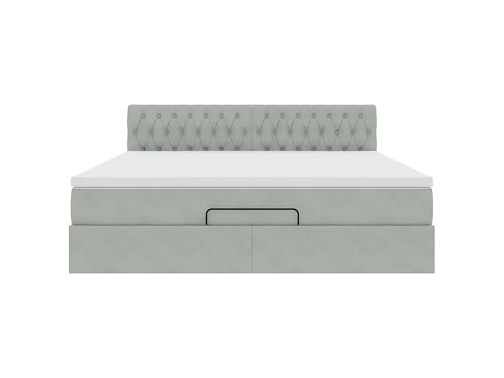 Ottoman-Bett mit Matratze Hellgrau 160x200 cm Samt