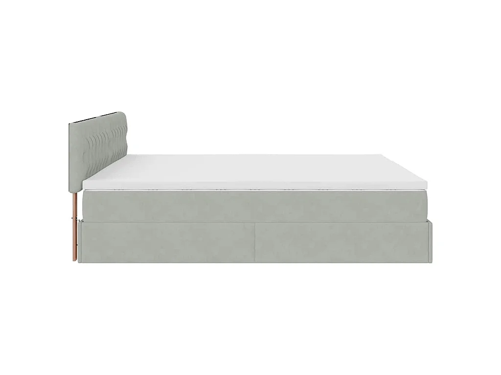 Ottoman-Bett mit Matratze Hellgrau 160x200 cm Samt