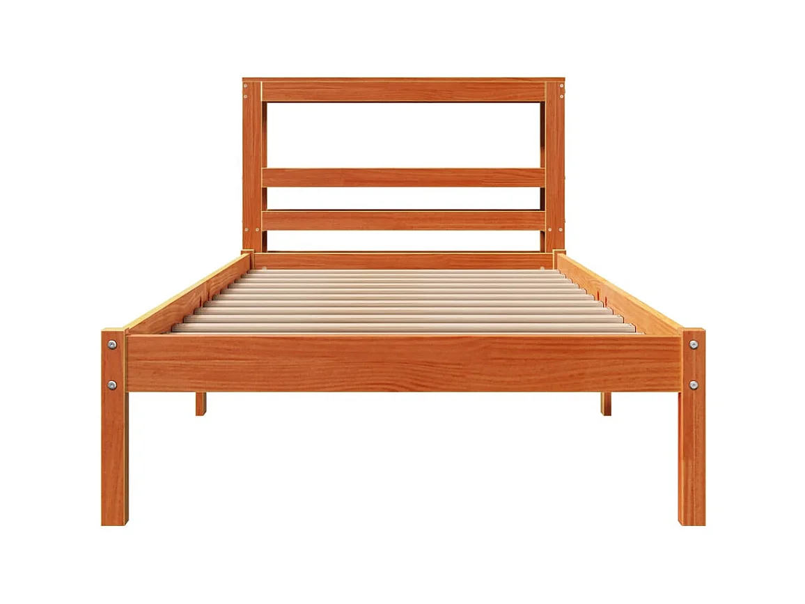 Cadre de lit avec tête de lit sans matelas cire marron 90x200cm
