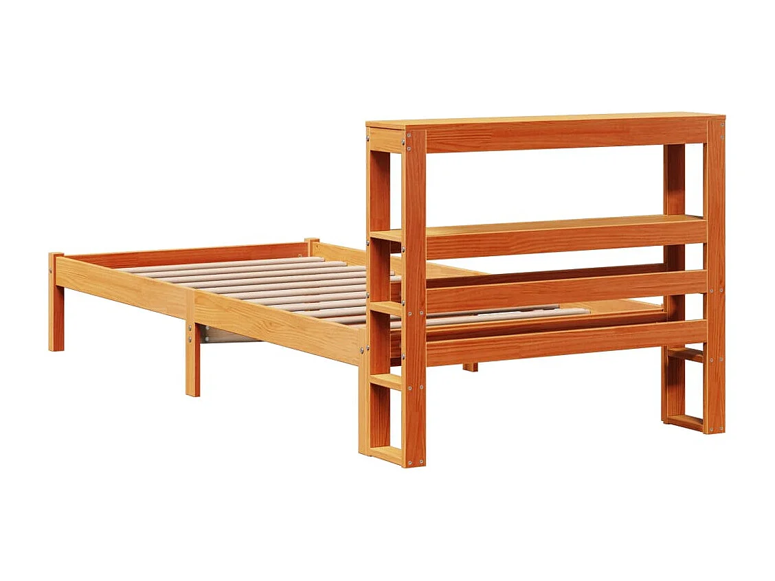 Bettgestell mit Kopfteil ohne Matratze Wachsbraun 90x200 cm