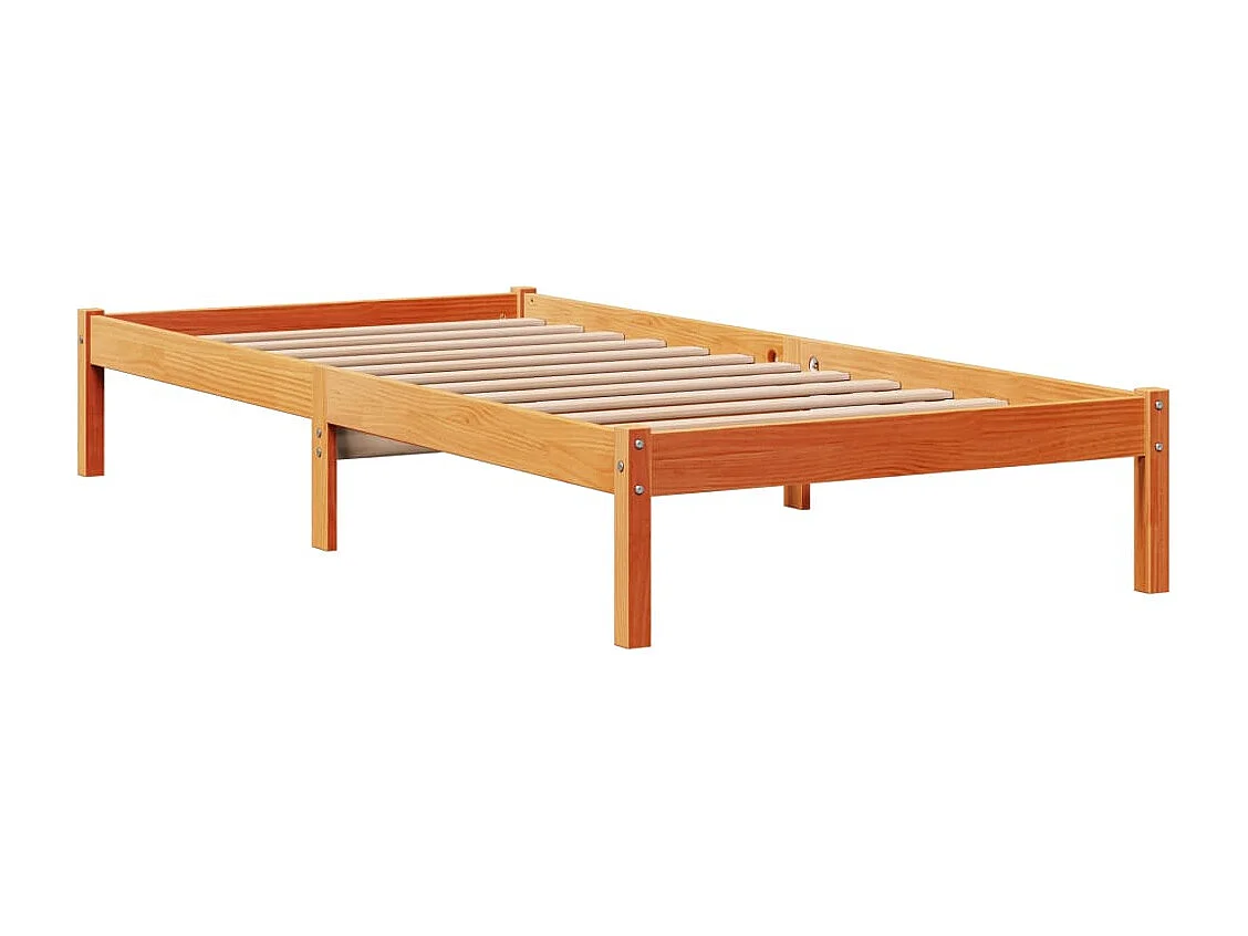 Bettgestell mit Kopfteil ohne Matratze Wachsbraun 90x200 cm