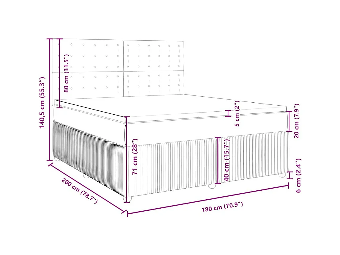 Boxspringbett mit Matratze Dunkelgrün 180x200 cm Samt