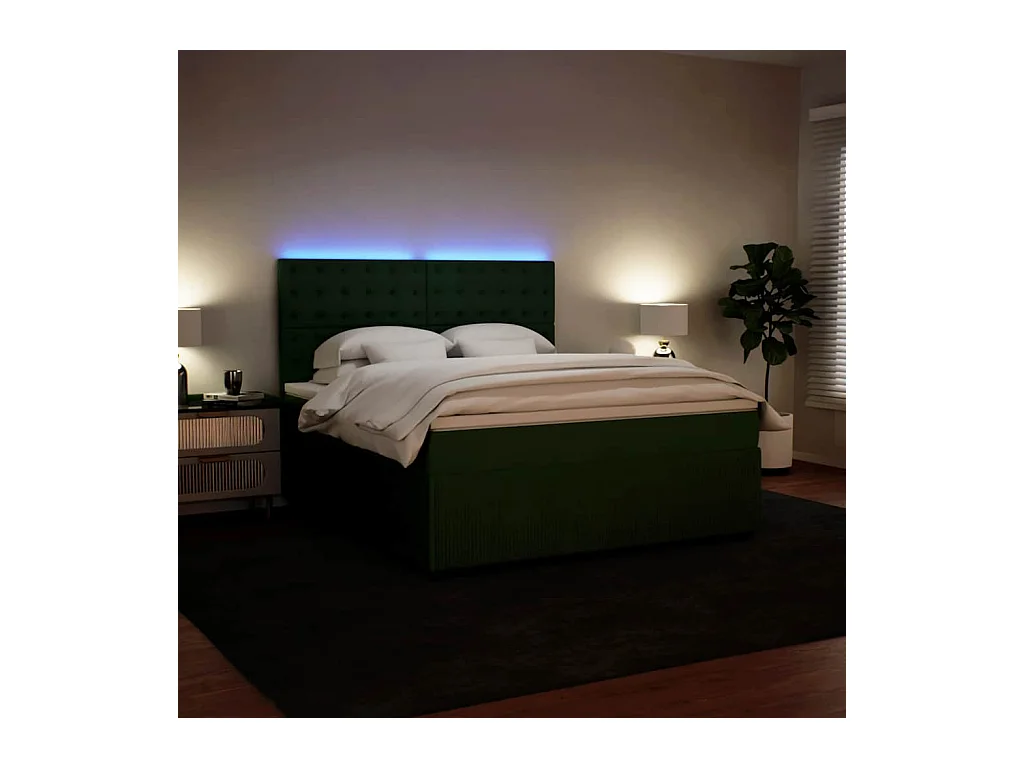 Boxspringbett mit Matratze Dunkelgrün 180x200 cm Samt