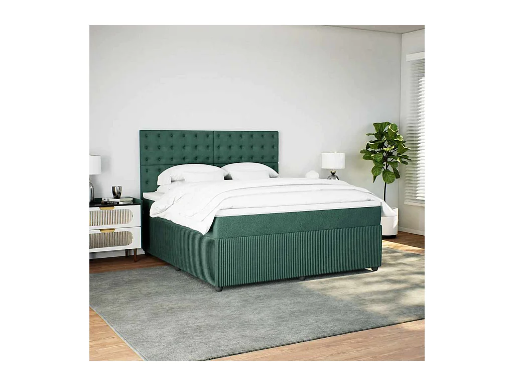 Boxspringbett mit Matratze Dunkelgrün 180x200 cm Samt