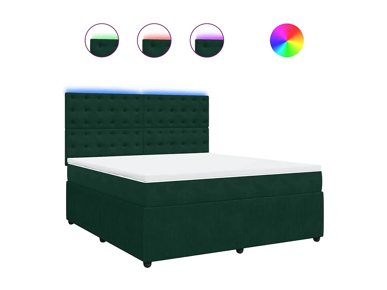 Cama box spring con colchón terciopelo verde oscuro 180x200 cm