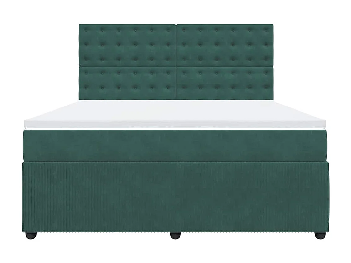 Cama box spring con colchón terciopelo verde oscuro 180x200 cm