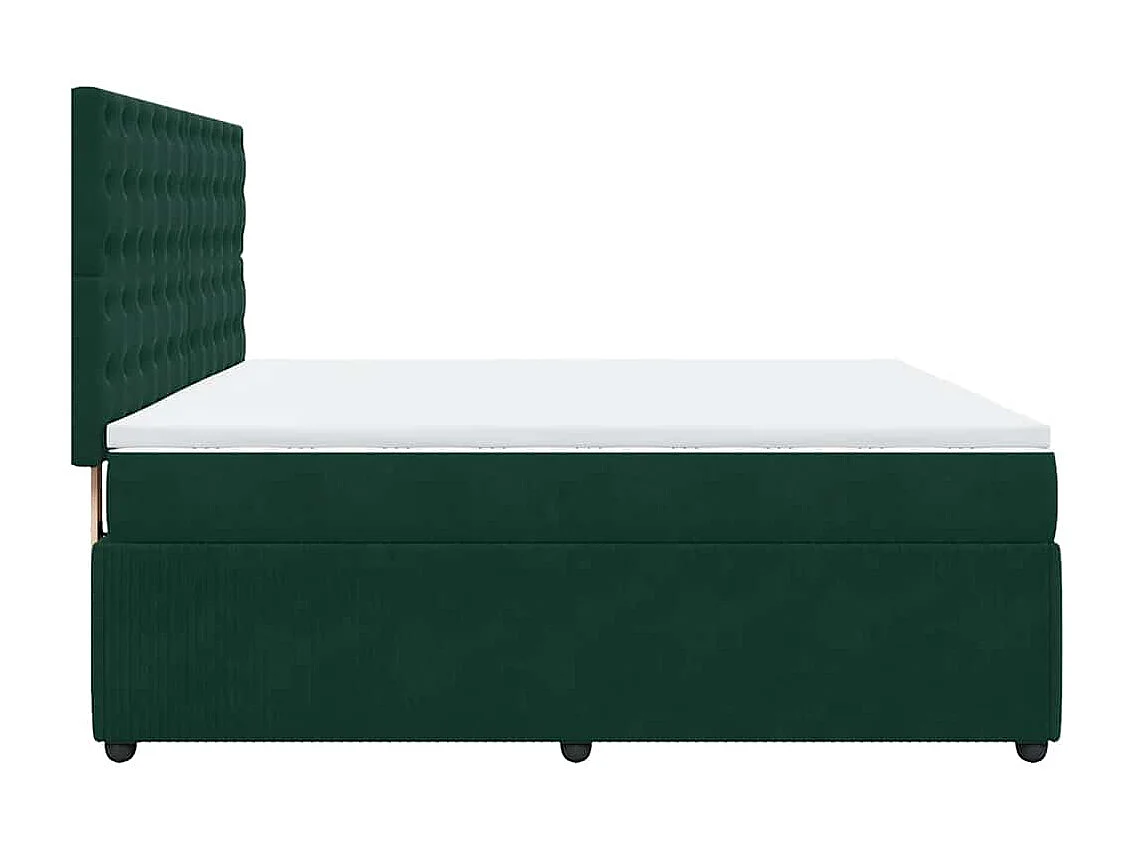 Cama box spring con colchón terciopelo verde oscuro 180x200 cm