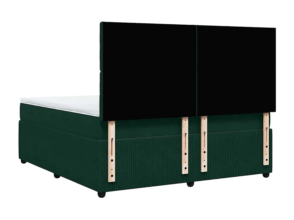 Cama box spring con colchón terciopelo verde oscuro 180x200 cm