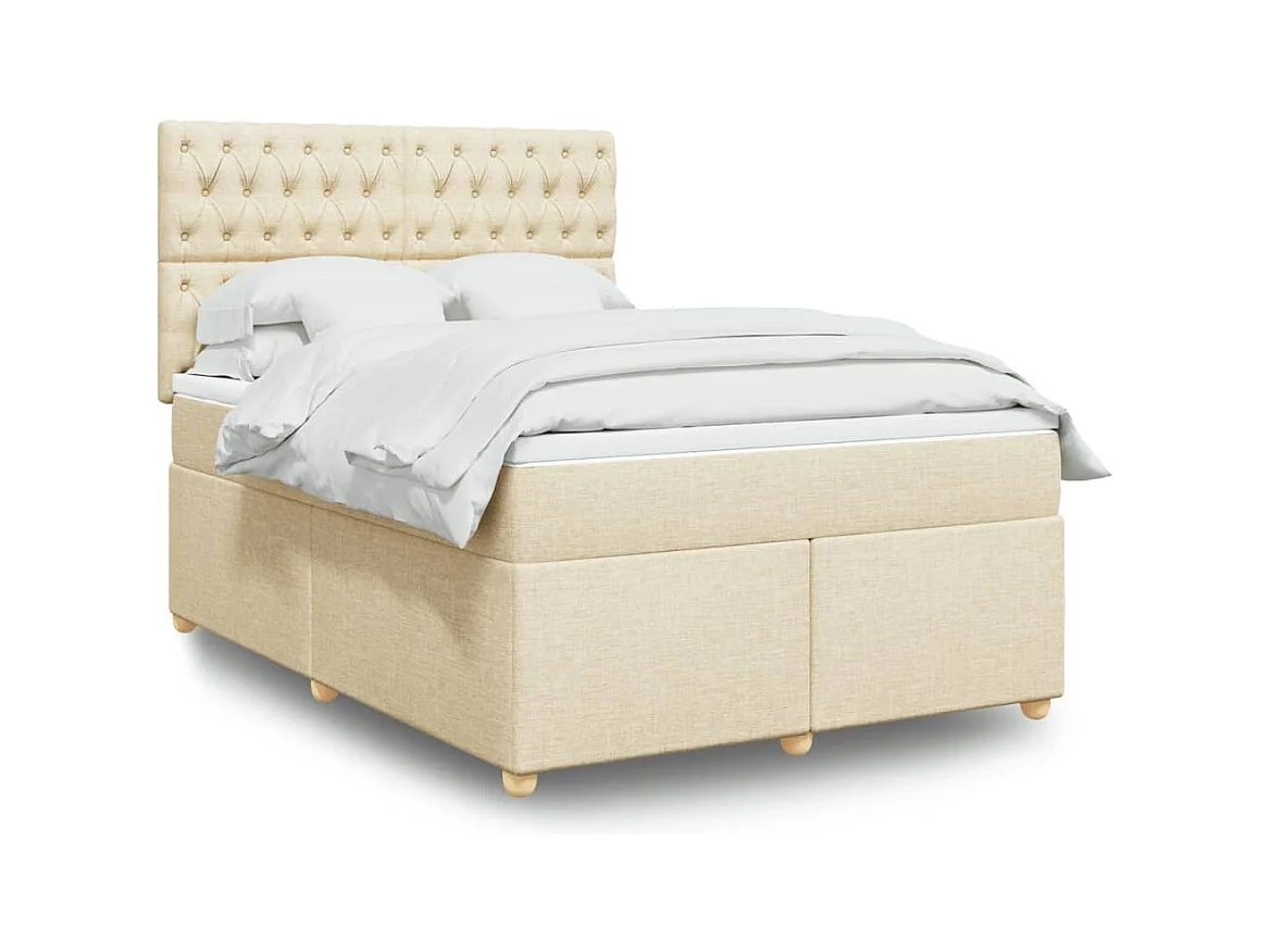 Sommier à lattes de lit avec matelas Crème 140x200 cm Tissu