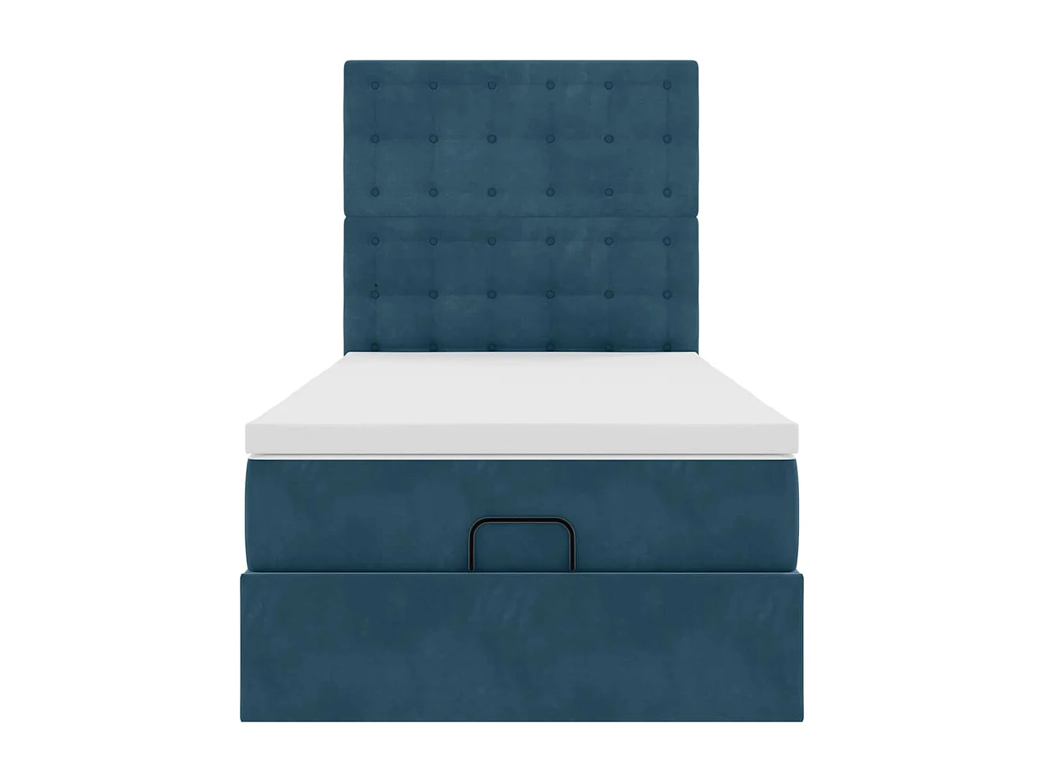 Cadre de lit ottoman avec matelas bleu foncé 90x200 cm velours