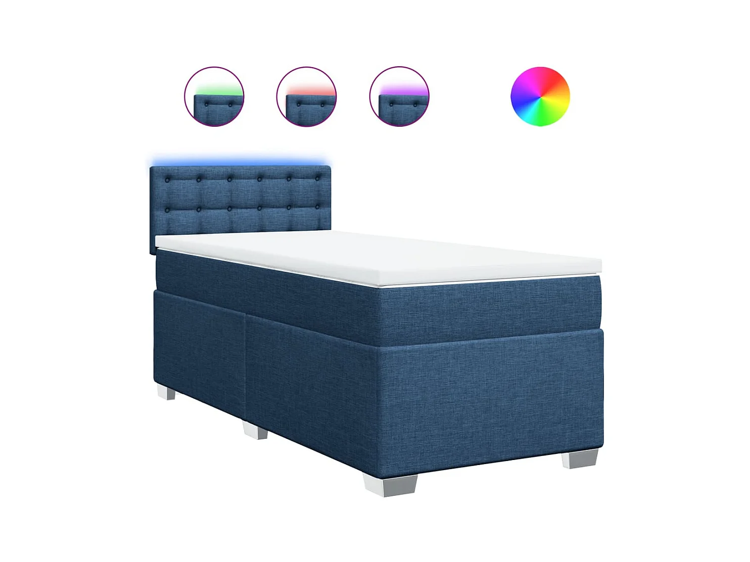 Sommier à lattes de lit avec matelas Bleu 90x200 cm Tissu