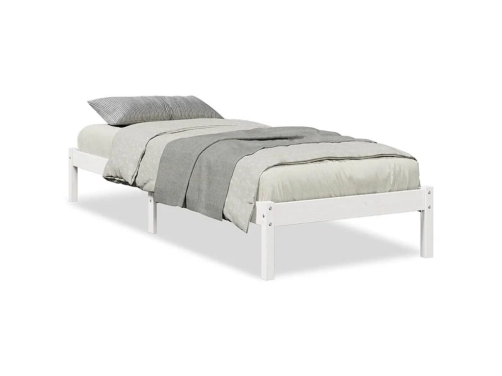 Massivholzbett Extra Lang ohne Matratze Weiß 100x210 Kieferholz