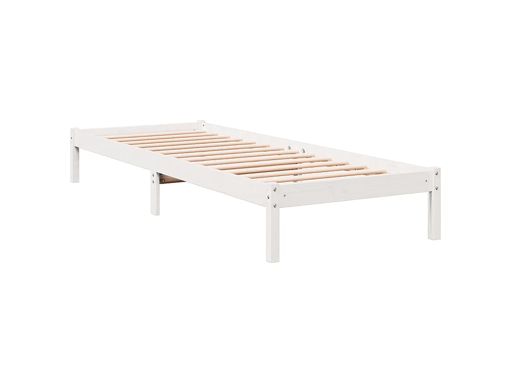 Massivholzbett Extra Lang ohne Matratze Weiß 100x210 Kieferholz