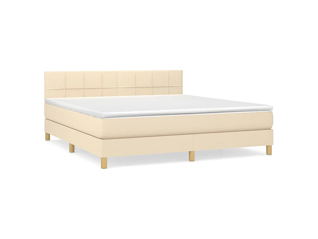 Boxspringbett mit Matratze Creme 180x200 cm Stoff