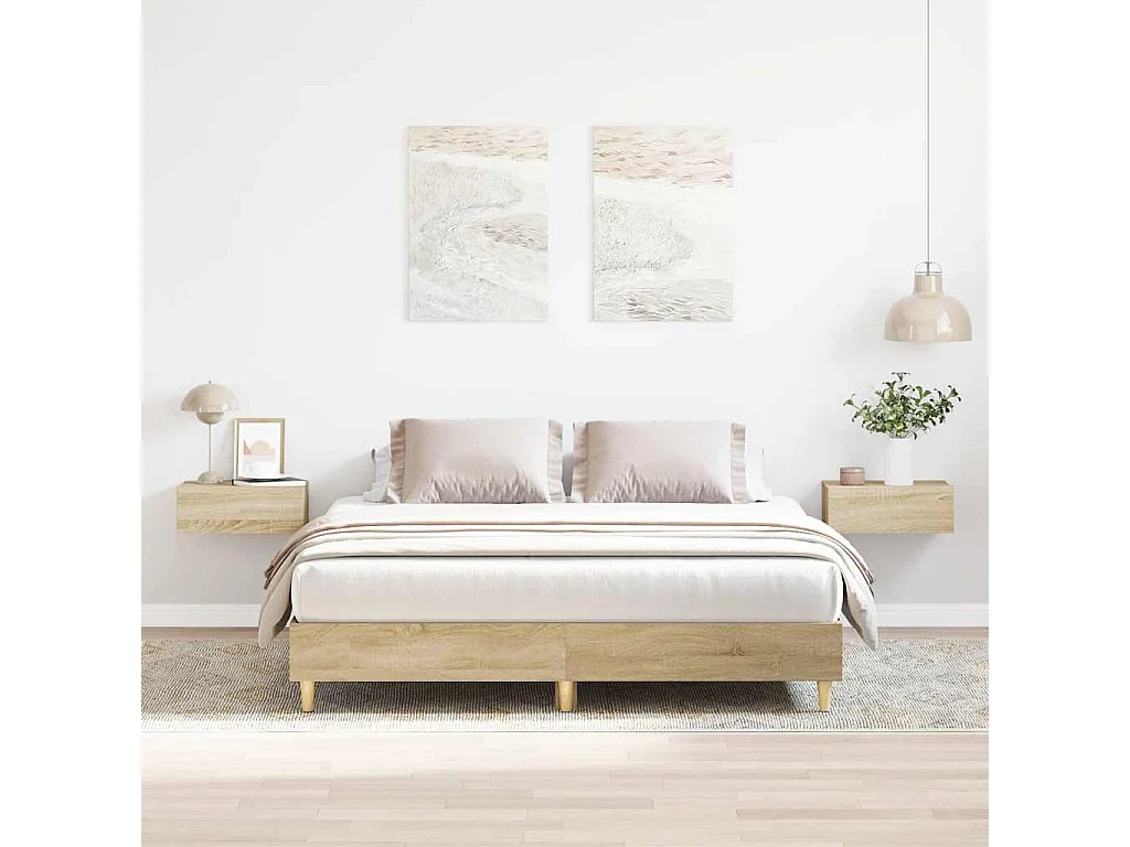 Cadre de lit sans matelas chêne sonoma 140x200 cm
